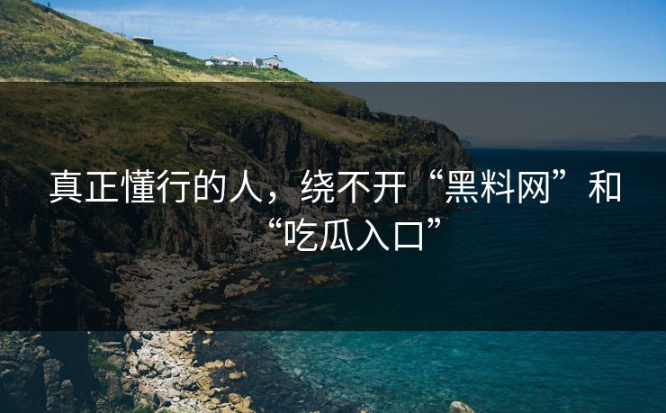 真正懂行的人,绕不开“黑料网”和“吃瓜入口”