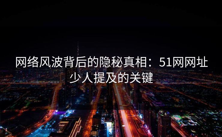 网络风波背后的隐秘真相：51网网址少人提及的关键