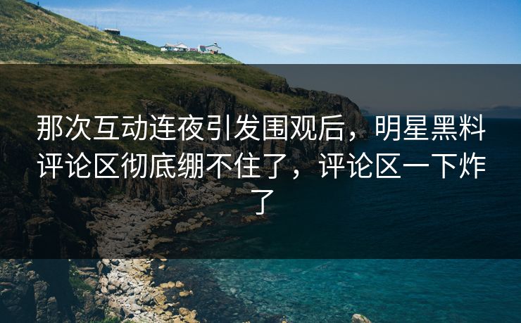 那次互动连夜引发围观后，明星黑料评论区彻底绷不住了，评论区一下炸了