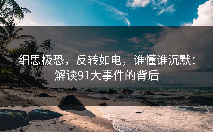 细思极恐，反转如电，谁懂谁沉默：解读91大事件的背后
