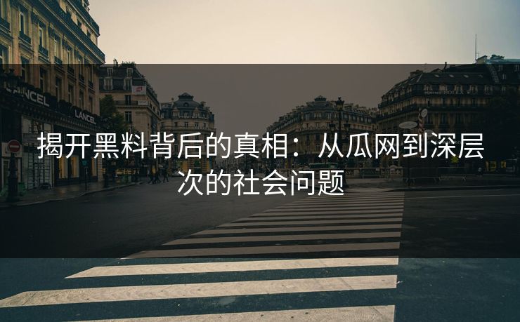 揭开黑料背后的真相：从瓜网到深层次的社会问题